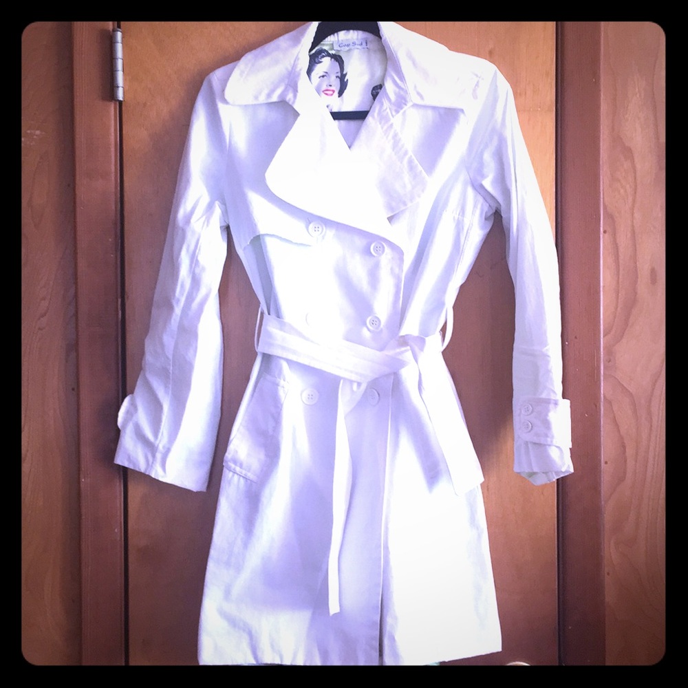 Soft bright white Parisian trench coat